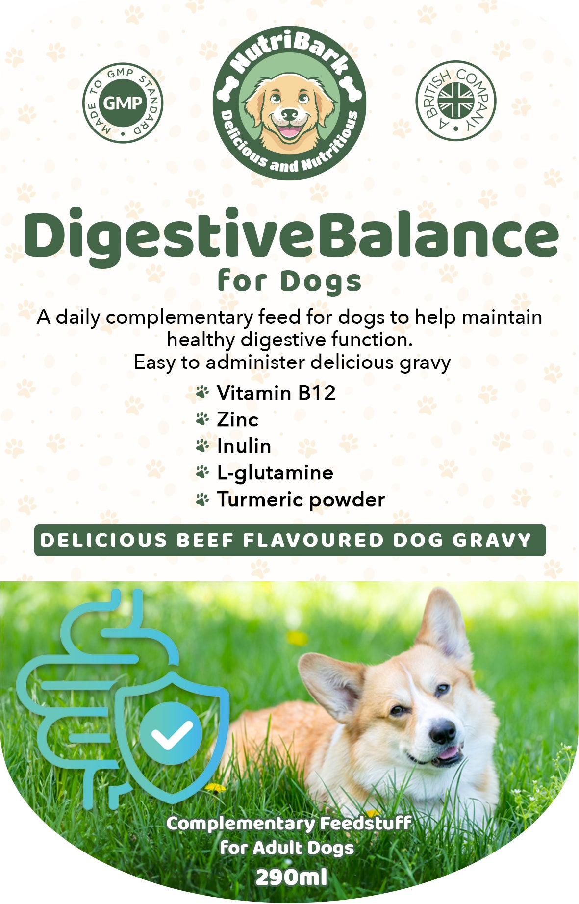 NUTRIBARK - DigestiveBalance for Dogs - 290ml Beef-Flavoured Gravy